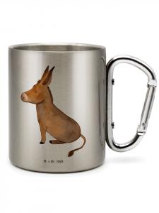 Серебряная термокружка с рисунком осла без слов Mr. & Mrs. Panda