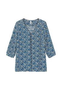 Блузка с присборенными и контрастными деталями Sheego, синий