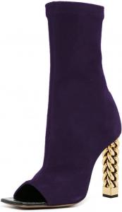 Женские ботильоны Maiyang с открытым носком, квадратным каблуком, массивной золотой цепочкой, высоким каблуком, боковой молнией, для вечеринок и мероприятий, уличная обувь, размеры 4-16 US