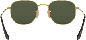 Солнцезащитные очки Ray-Ban унисекс для взрослых Rb3548n с шестиугольными плоскими линзами, Gold/G-15 Green