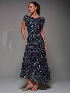 Асимметричное платье Abstract с сетчатыми вставками Jolie Moi, Black/Multi