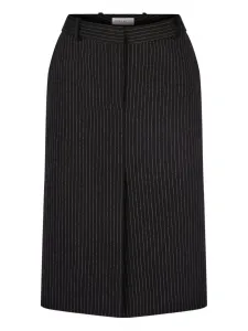 Шерстяная юбка миди в тонкую полоску Nina Ricci, черный