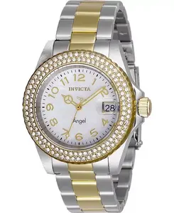 Женские кварцевые часы Angel 28675 с тремя стрелками и белым циферблатом Invicta, gold