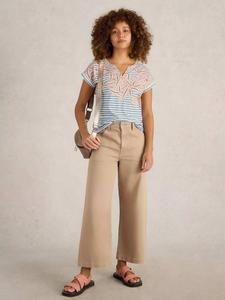 Нелли Фасон с вырезом Футболка в цвете айвори White Stuff, слоновая кость