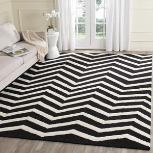 Ковер SAFAVIEH, 183 x 275 см, Cambridge Collection, Black & Ivory, ручной работы шеврон из шерсти, идеально для помещений с высокой проходимостью в гостиной, спальне (CAM714K)