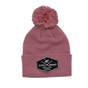 SURF MONKEY Шапка бини для мальчиков/девочек – один размер – с помпоном (розовая)