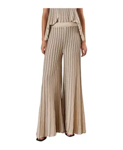 Золотистые брюки-палаццо с люрексовой нитью Souvenir, бежевый