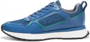 Кроссовки BOSS для мужчин с большой логотипной вставкой и комбинированной сеткой на шнуровке, синий