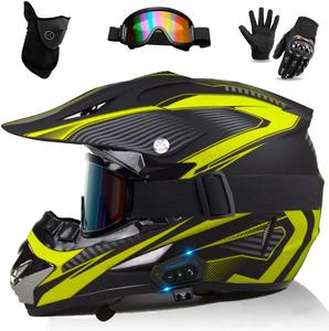 Шлем Esrada Bluetooth для мотокросса, черный / салатовый