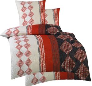 4 шт. Постельное белье из хлопка 2x (135x200+80x80см), красный черный белый в клетку/полоску, без глажки KH-Haushaltshandel