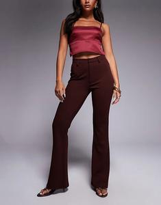 Узкие расклешенные брюки из трикотажного твила ASOS DESIGN шоколадного цвета