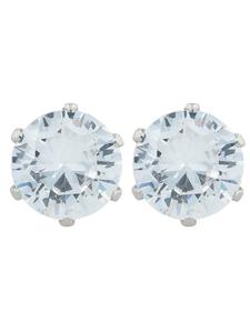 Adeliás Женские серьги - серьги-гвоздики из нержавеющей стали с кубическим цирконием в серебряной оправе