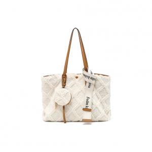 PAYOT Искусственная плюшевая наплечная сумка, Ecru