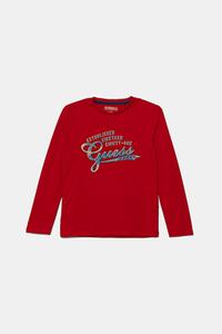 Детская хлопковая водолазка Guess, красный