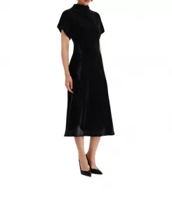 Бархатное платье миди с коротким рукавом Alivia Malina, черный