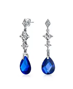 Серьги-Люстры с кубическим цирконием в форме капли, ограненные в форме груши, из стерлингового серебра Bling Jewelry, blue