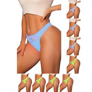 9 пар женских бикини-стрингов с низкой посадкой из сатина и эластичного кружева Inspire Chic, Bright Blue Green