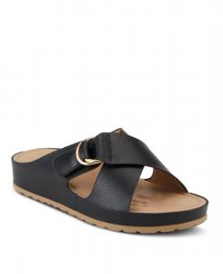 Женские сандалии-шлепанцы RUTHA с перекрещивающимися ремешками, золотой пряжкой и мягкой стелькой Patrizia, Black
