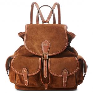 Женский рюкзак из замши с замшевой спинкой brown Polo Ralph Lauren, Set (Bag+Dust Bag)