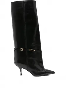 Сапоги до колена с ремешком и пряжкой Lella Baldi, черный