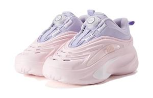 Амортизирующие износостойкие низкие детские кроссовки для бега однотонные туманно-розовые подростковые FILA KIDS, искусственная кожа нежный пудровый оттенок