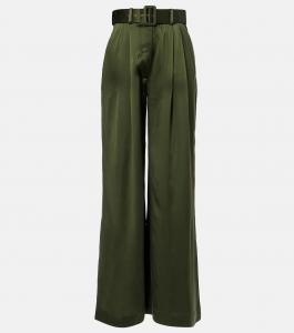 Шелковые брюки широкого кроя Zimmermann, Dark Green