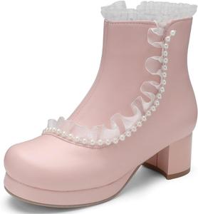 DINTAHA Милые кавайные платформенные туфли Сладкие Лолита сапожки на высокой платформе с жемчугом, Pink