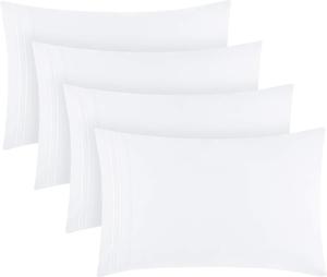 Mellanni Наволочки, 4 предмета, размер 51x102 см, роскошные, мягкие, охлаждающие, устойчивые к складкам, выцветанию и пятнам, белый