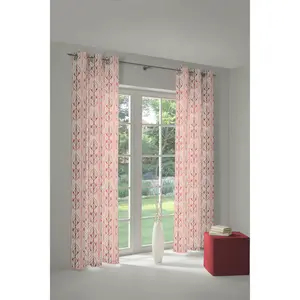 Штора Adam «Волна», (1 шт.), изготовлена ​​из экологически чистого органического хлопка, красный/натуральный/розовый