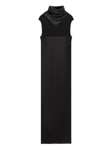 Платье миди в рубчик с шарфом Lanvin, черный