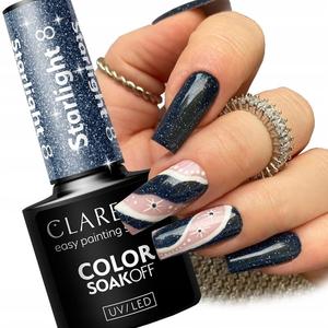 Claresa Starlight 8 Navy Blue Hybrid Glitter Nail Polish Flash Effect 5 G Puderek