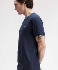 Футболка с двойной отделкой FRED PERRY, темно-синий