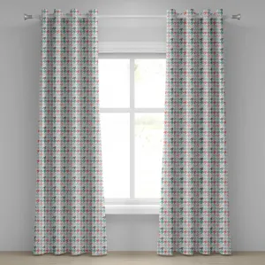 Абстрактная штора на люверсах ABAKUHAUS, классические мотивы хунстут, старомодная, вневременная иллюстрация, декоративные двухпанельные шторы, 280 см x 175 см, цвет: темно-коралловый, мятно-зеленый, светло-розовый