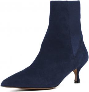 Женские универсальные ботильоны Miss Left с невысоким каблуком типа «kitten», тянущийся материал, заостренный закрытый носок, низкий каблук, на резинке, повседневные ботинки для работы и поездок, размеры US 4-16, Dark Blue