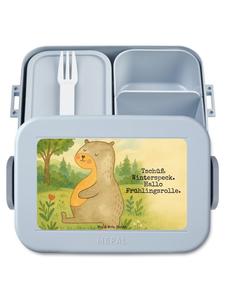 Mr. & Mrs. Panda Дизайн бенто-бокса в виде живота выдры с надписью, пастельно-голубой цвет