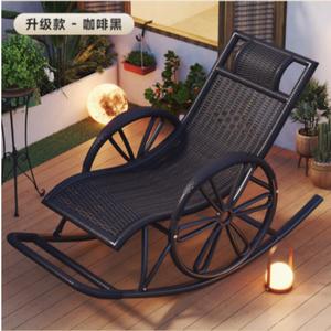 Fantasy Кресло-качалка из ротанга на стальном каркасе, модель double wheel, цвет coffee black