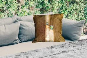 Подушка для улицы - Трактор - Поле - Сельская местность - Ферма - Урожай - 50 x 50 см - Водонепроницаемая - Подушка для отдыха - Удобная - Подушка с изображением MuchoWow