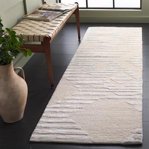 Ковер-дорожка SAFAVIEH, 69 x 244 см, Soho Collection, Ivory, ручной работы из шерсти и вискозы, идеально для гостиной, прихожей, холла, спальни (SOH177A-28)