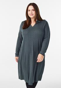 Платье Zizzi ZOPFSTRICK MIT V-AUSSCHNITT, Urban Chic/Green