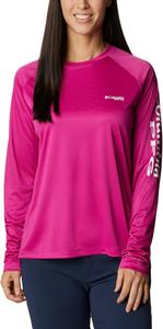 Columbia Women's Tidal Tee II Long Sleeve Hoodie, Wild Fuchsia/White Logo