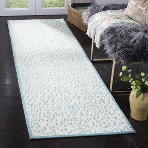 Ковер SAFAVIEH, 69 x 244 см, Marbella Collection Runner, цвета ivory и turquoise, ручной работы из chenille, идеален для помещений с высокой проходимостью в гостиной, спальне (MRB657T)