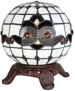 Настольная лампа Clayre & Eef Tiffany Ø 20x25 см белый черный стекло круглый Clayre&Eef