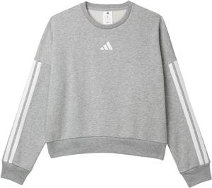Пуловер adidas Kids 3-Stripes Crew Neck Heather Fleece Pullover, цвет Medium Grey Heather