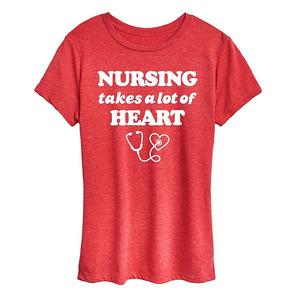 Футболка с принтом Women's nursing takes a lot of heart Unbranded, Heather Red