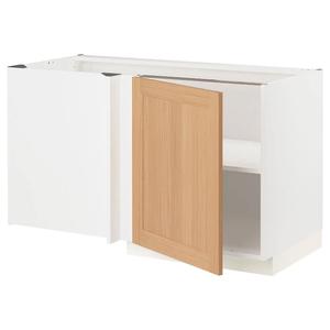 Угловой шкаф с полкой METOD IKEA, 128x62x70 см, цвет white/vedhamn oak
