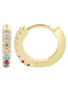 Adeliás Женские серьги - серьги-кольца на шарнирах из серебра 925 пробы с кубическим цирконием в золоте