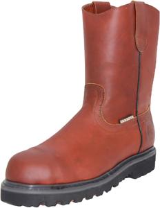 Мужские ботинки The Western Shops с кожаным верхом и стальным носком, размер 9, без шнурков Generic, Oiled