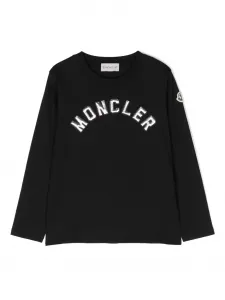 Футболка с длинными рукавами и логотипом Moncler Enfant, черный