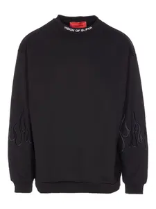 Свитшот с вышивкой в виде пламени и круглым вырезом Vision Of Super, черный