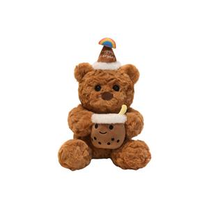 Плюшевая кукла милый медвежонок с тортом и молочным чаем высота 22см/32см KUKADI